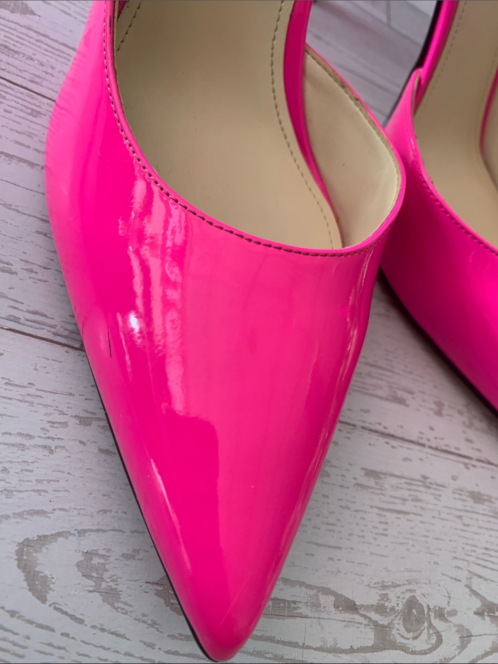 2 Nine West shoes Hot Pink Pointy toe Pumps Reina ankle strap Sandals size 9 - Picture 3 of 11